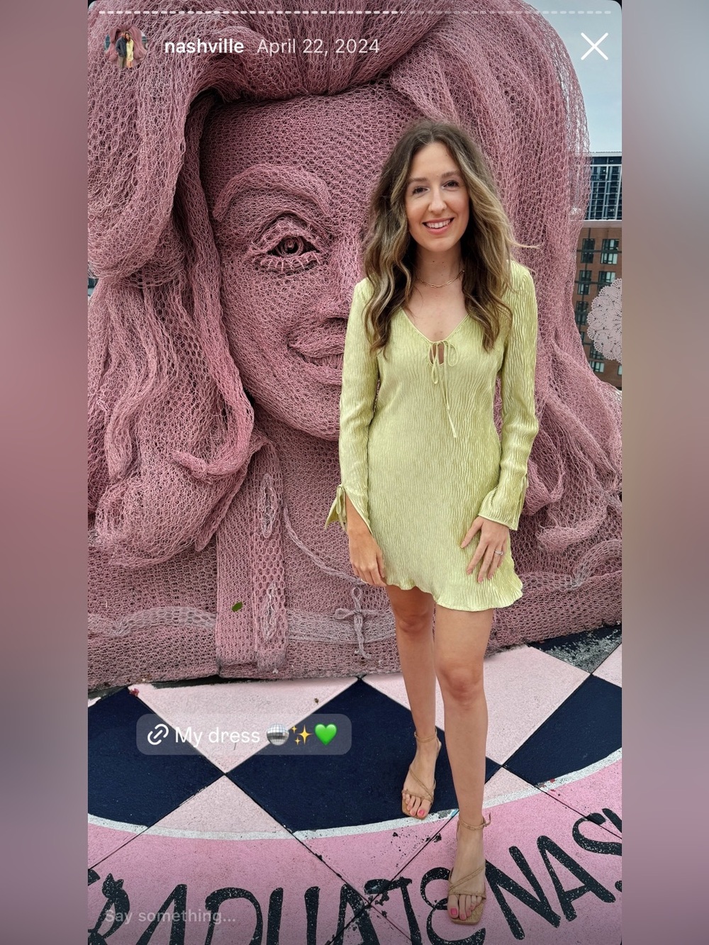 ASTR Green Mini Dress w Sheen